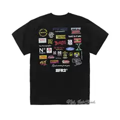 Fr2 23Ss Full Logo Print on the Back, Letter Print, Unisex, Casual Loose Round Neck Short-Sleeve T-Shirt, Trendy