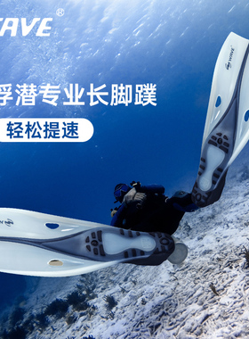 wave自由潜浮潜三宝套装脚蹼男女蛙鞋大框面镜呼吸管深潜水装备