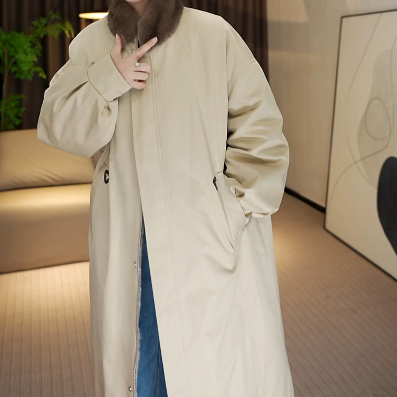 水貂毛内胆裘皮皮毛派克服大衣