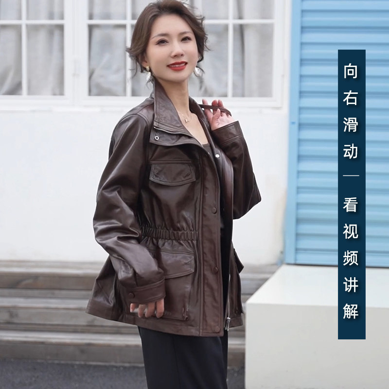 高档海宁真皮皮衣外套女春秋季2025新款复古百搭油蜡绵羊皮皮夹克