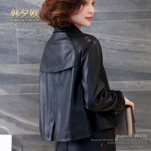 女士短款 宽松海宁真皮小皮衣 外套皮夹克显瘦 韩版 2026春秋新款