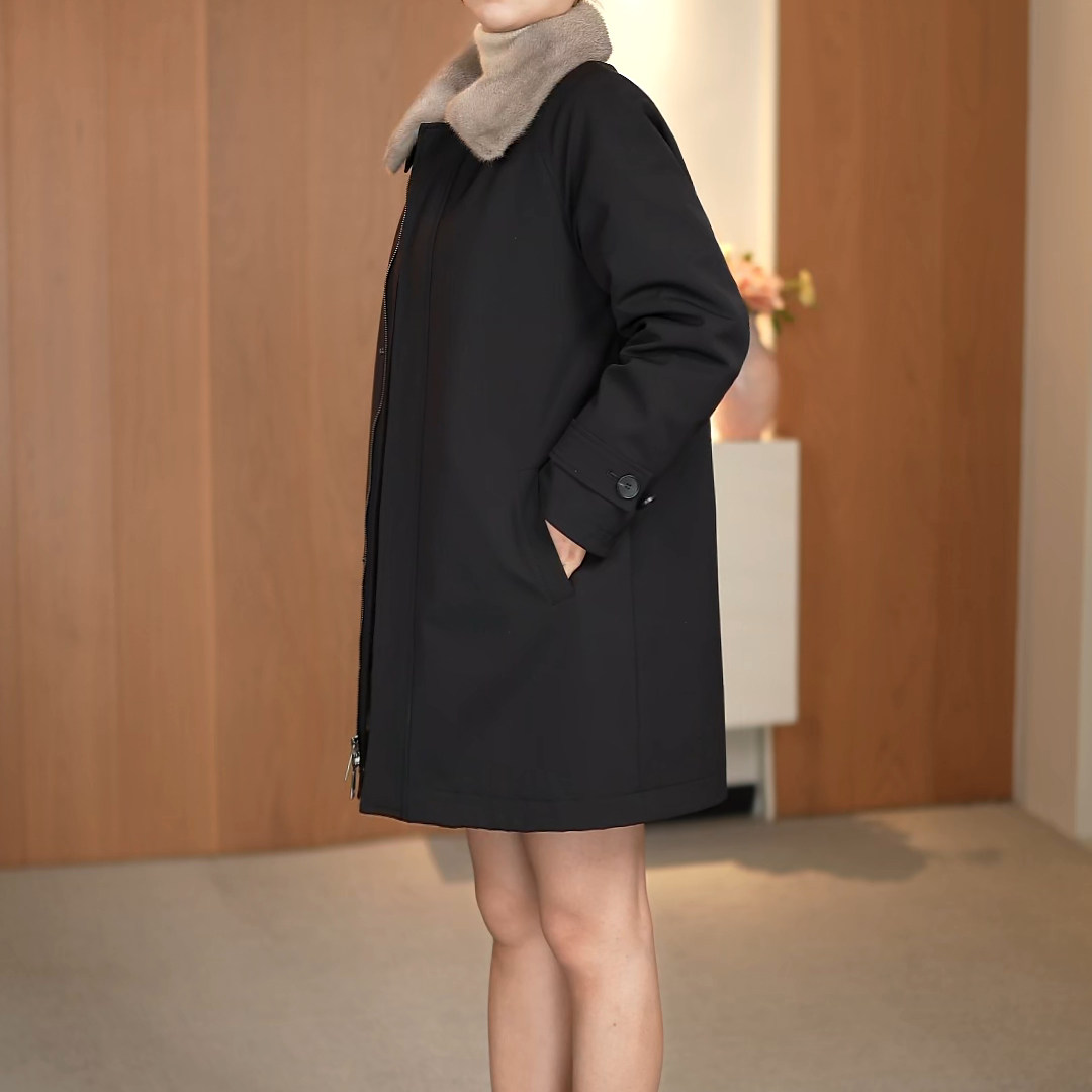 派克服女2025新款冬季整貂领水貂毛内胆毛领可拆卸尼克服短款皮草