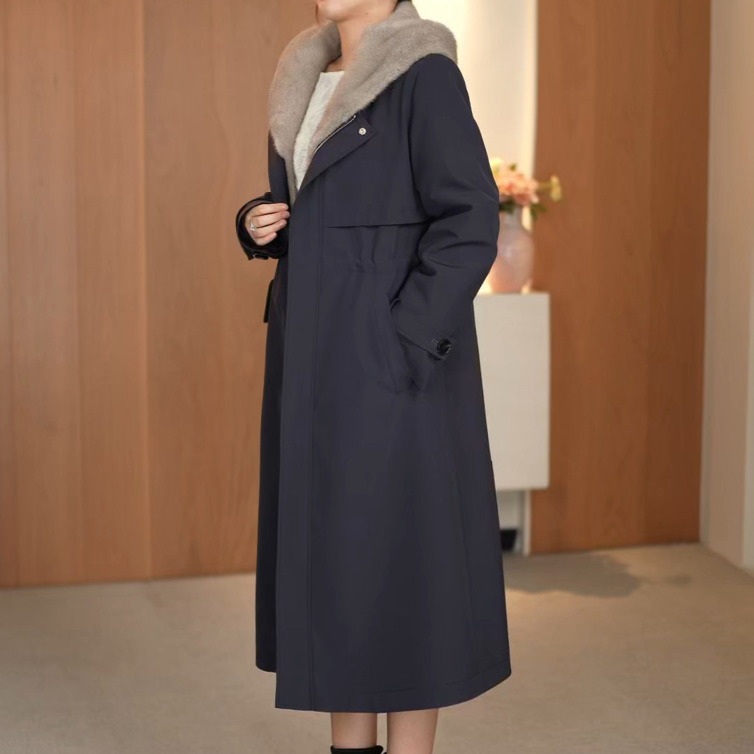 派克服女水貂内胆2026新款冬季连帽长款皮毛一体皮草大衣外套显瘦