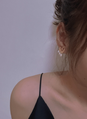 小众高级感爱心珍珠流苏耳环女