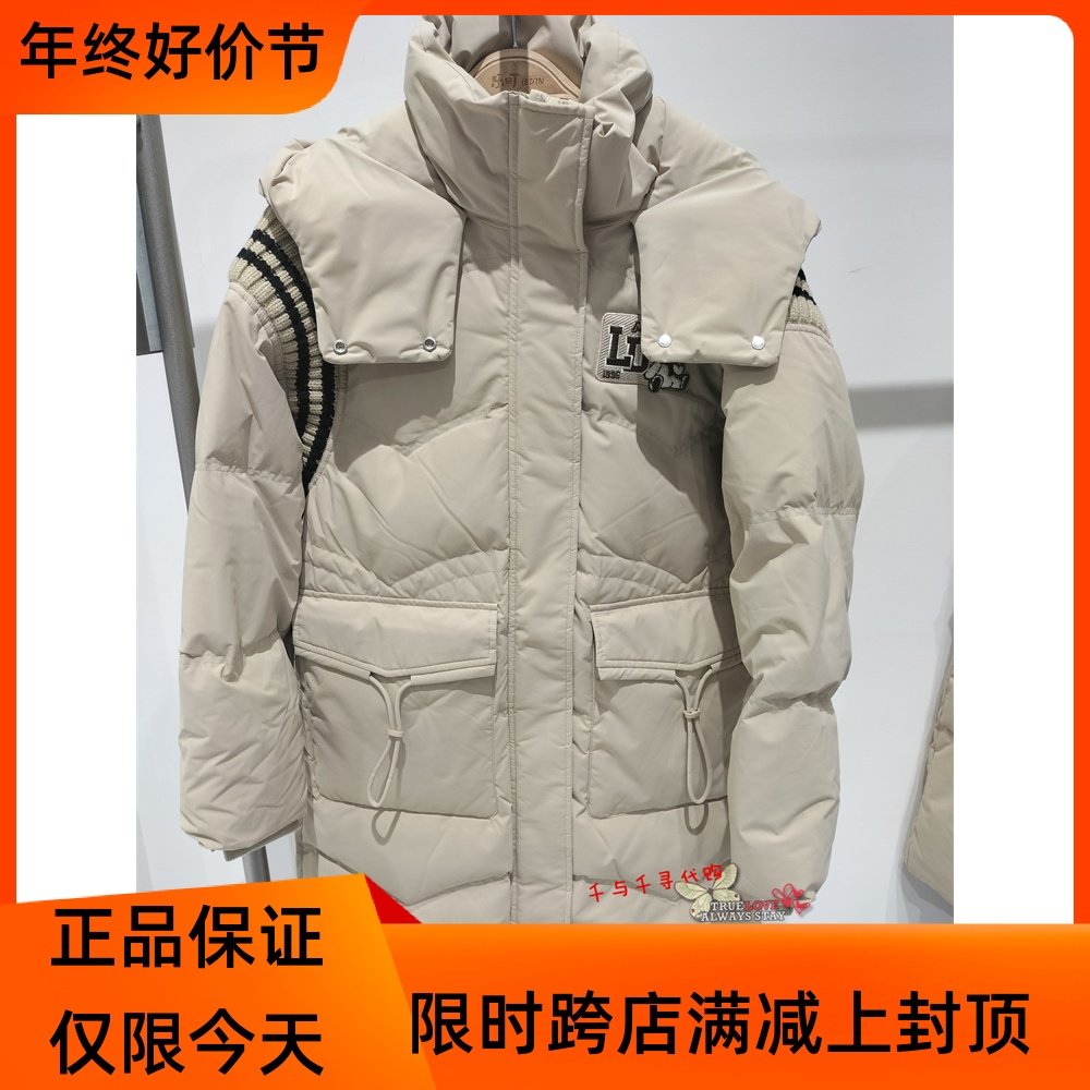 现货乐町冬C2ACD4316连帽加厚长款羽绒服C2ACD431681/C2ACD431678