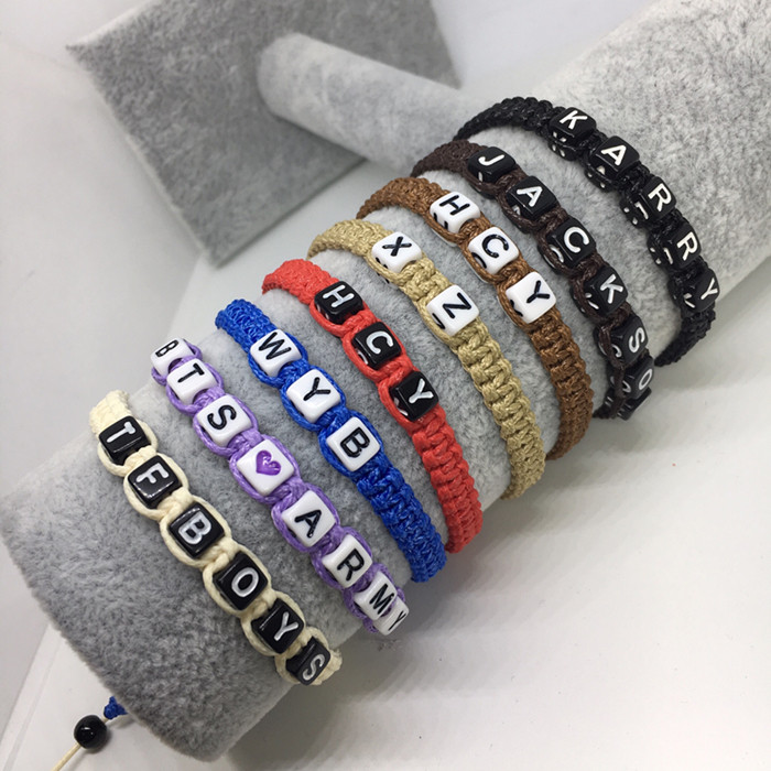 diy定制王一博肖战华晨宇王鹤棣仿皮绳编织字母手绳学生情侣手链