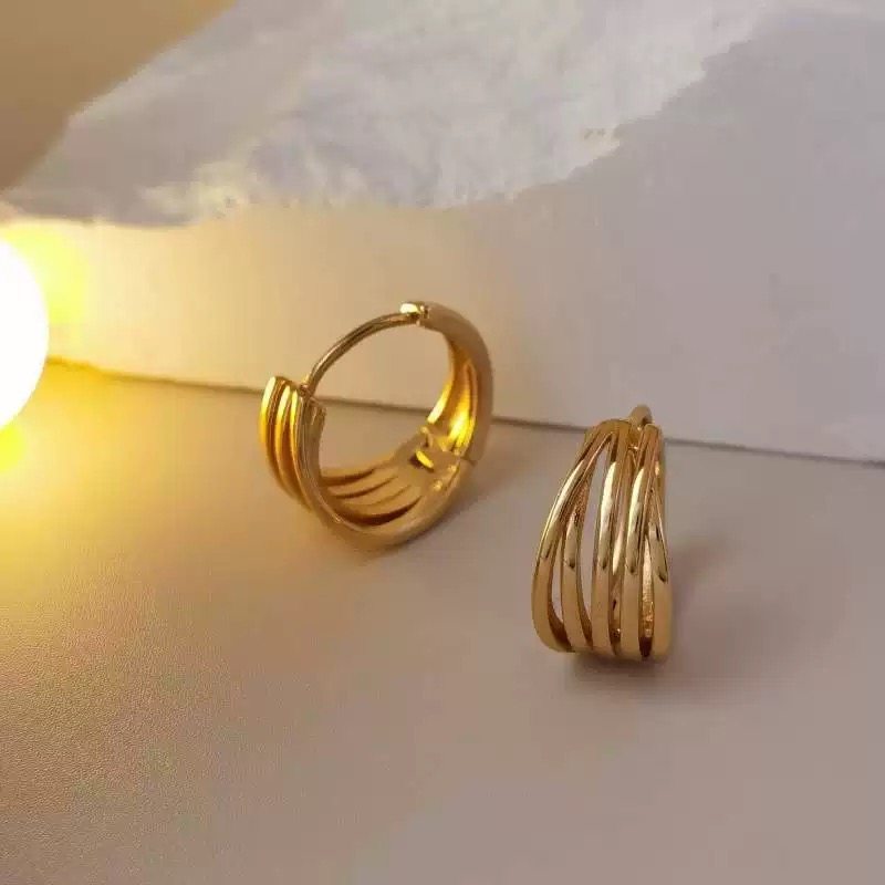 设计感复古风通体S925银耳扣耳饰女耳环多层交叉线条潮流耳钉个性,饰品/流行首饰/时尚饰品新,耳环,淘宝优惠券,粉丝福利购,淘宝优惠卷