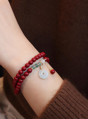 朱砂双圈手链国潮民族风