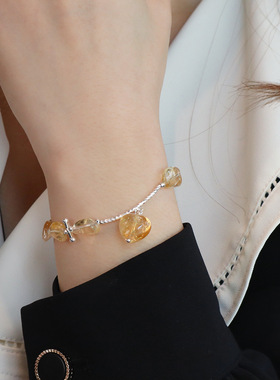 天然黄塔晶黄胶花水晶手链百搭