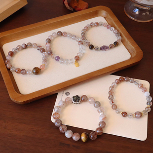 天然黑晶超七圈手链水晶手串高级感设计天然宝石紫水晶手链