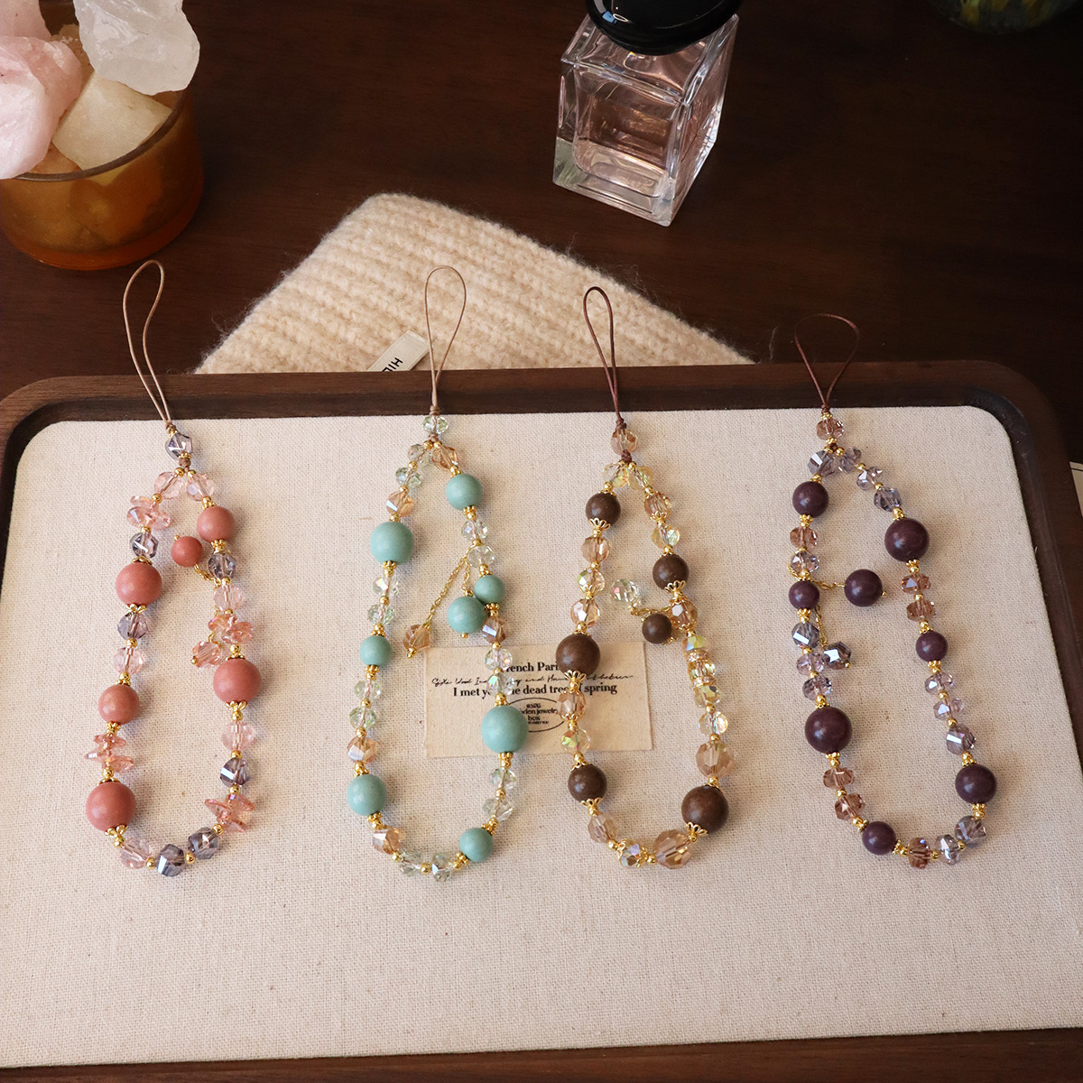 原创合香珠水晶手机链防丢链