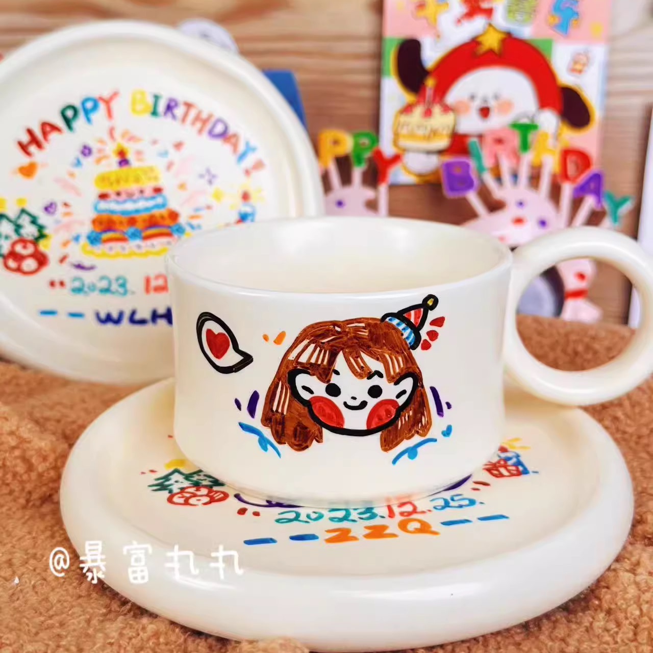 陶瓷马克杯带盖勺礼盒装