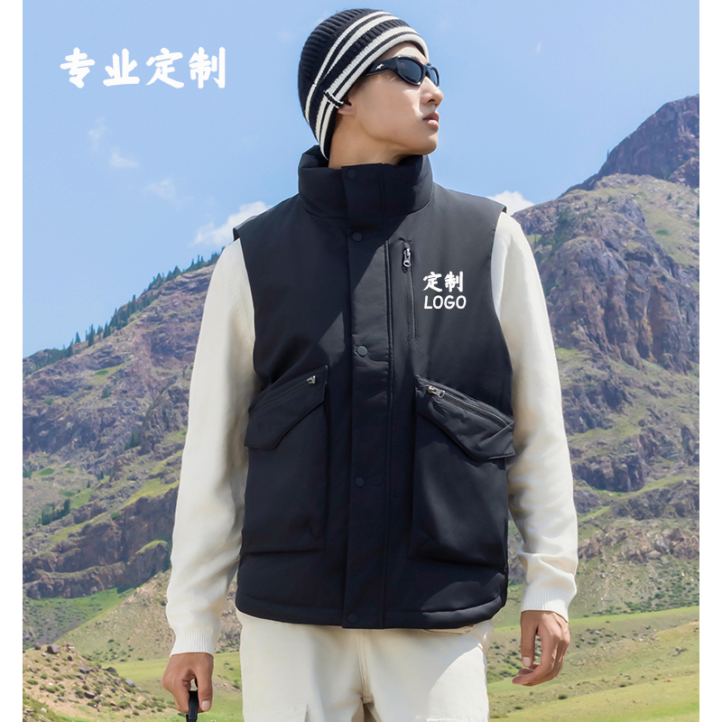 定制logo工作服团队服大口袋户外商务保暖轻暖羽绒马甲面包服马夹
