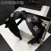 韩国网红气质镶钻水钻大蝴蝶结宽边发箍女夏外出简约压发发夹头箍