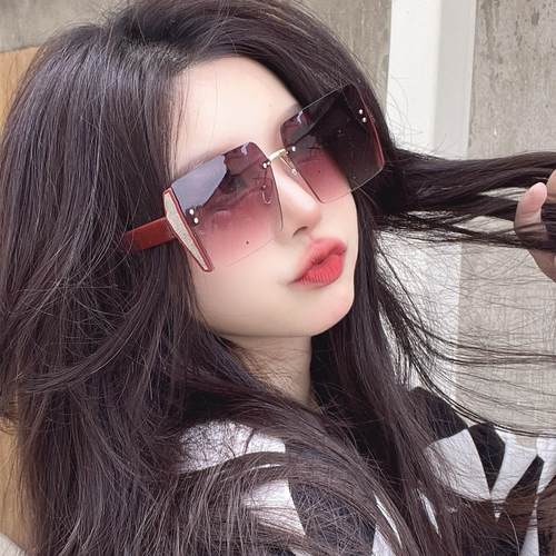 抖音ELMER爱尔玛2025新款个性无框墨镜太阳镜女大脸显瘦时尚眼镜
