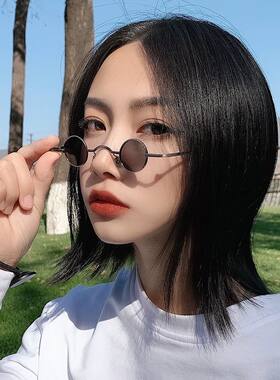 超小复古眼镜民国搞怪嘻哈蹦迪墨镜网红ins小圆框复古爷打卡拍照