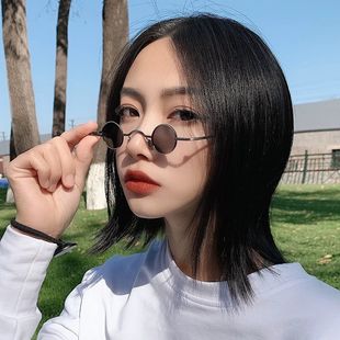 超小复古眼镜民国搞怪嘻哈蹦迪墨镜网红ins小圆框复古爷打卡拍照