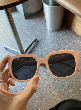 蔷薇粉色太阳镜女可配近视CE白色墨镜椭圆方框素颜复古大脸男遮阳