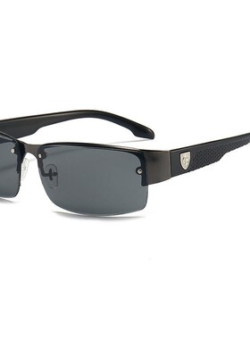 强光半框太阳镜户外方形遮阳炫酷帅气男潮防时尚新款眼镜大框墨镜