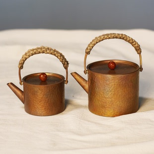 紫铜纯手工铜壶纯铜茶壶提梁泡茶壶烧水铜壶功夫茶壶复古小壶