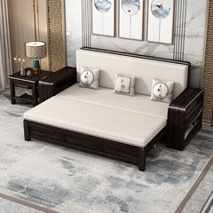 新中式实木沙发床折叠两用罗汉床紫金檀木推拉多功能客厅双人床榻