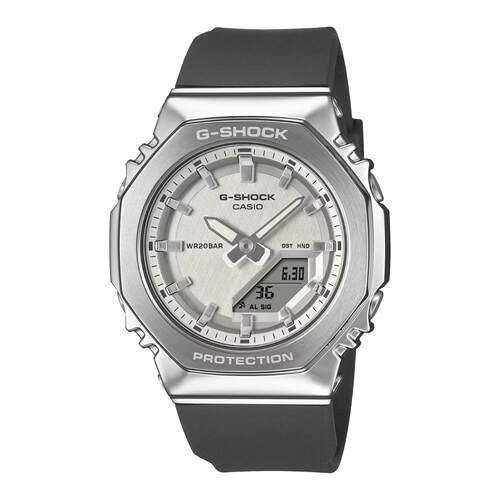CASIO卡西欧G Shock女数字的银表盘树脂表带手表GMS2110 1A7