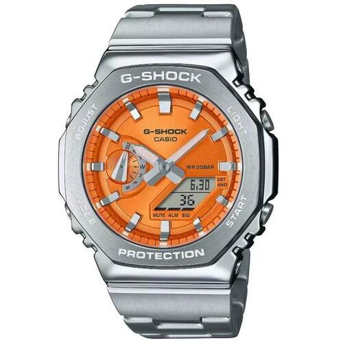CASIO卡西欧G Shock钢数字的桔色表盘男士手表GM2110D 4A