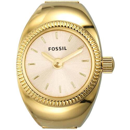 Fossil女士戒指手表石英金色表盘不锈钢表带ES5246