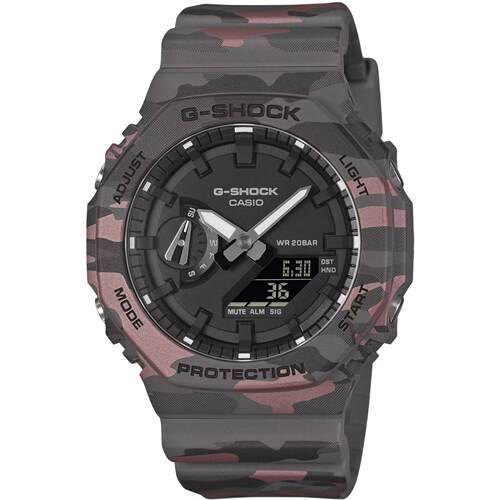 CASIO卡西欧G Shock GA 2100CM 8A灰色迷彩树脂数字手表45mm 200M