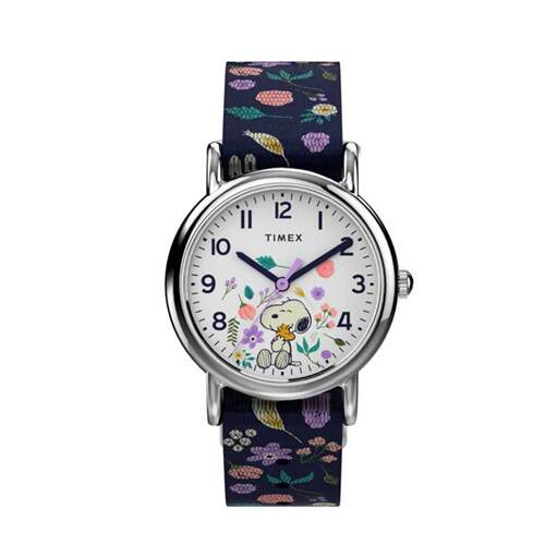 Timex天美时Weekender Peanuts Snoopy织物表带Floral女士手表