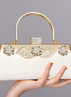 高档带钻白色名媛包宴会晚宴礼服包ktv公主包DJ小姐妹模特包