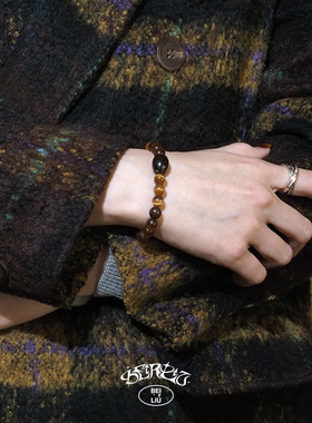 Beirliu 「深咖引力」原创新中式猫眼紫金菩提子金丝檀木手串手链