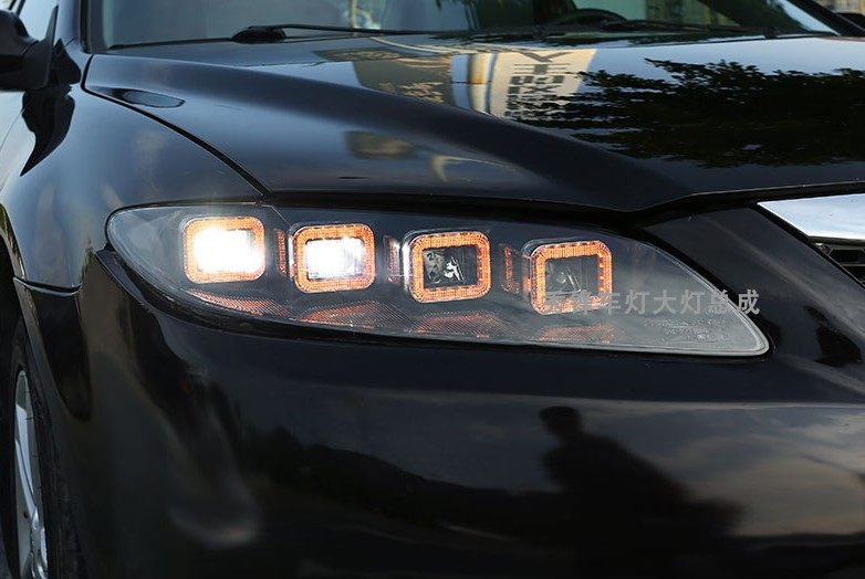 适用于马自达6改装布加迪款led日行灯转向灯马六led大灯总成