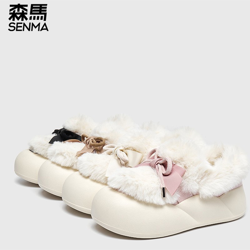 森马甜美加绒厚底雪地靴女冬季