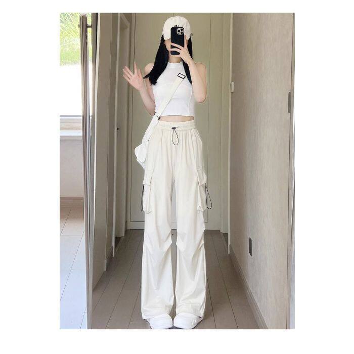 现货:未来美式速干工装裤女春秋季2025新款高腰束脚降落伞运动休