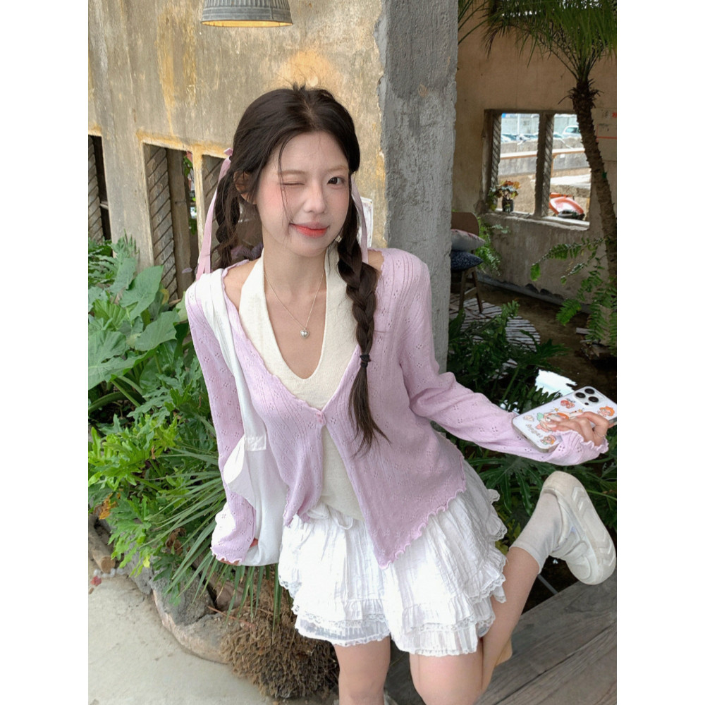 搜搜防晒衣针织衫女款2026新款独特漂亮薄款夏季穿搭空调衫上衣