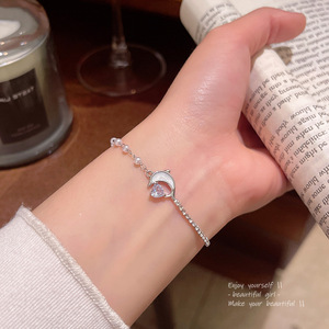 搜搜海洋之心锆石珍珠手链女甜美可爱小海豚手串轻奢小众高级感