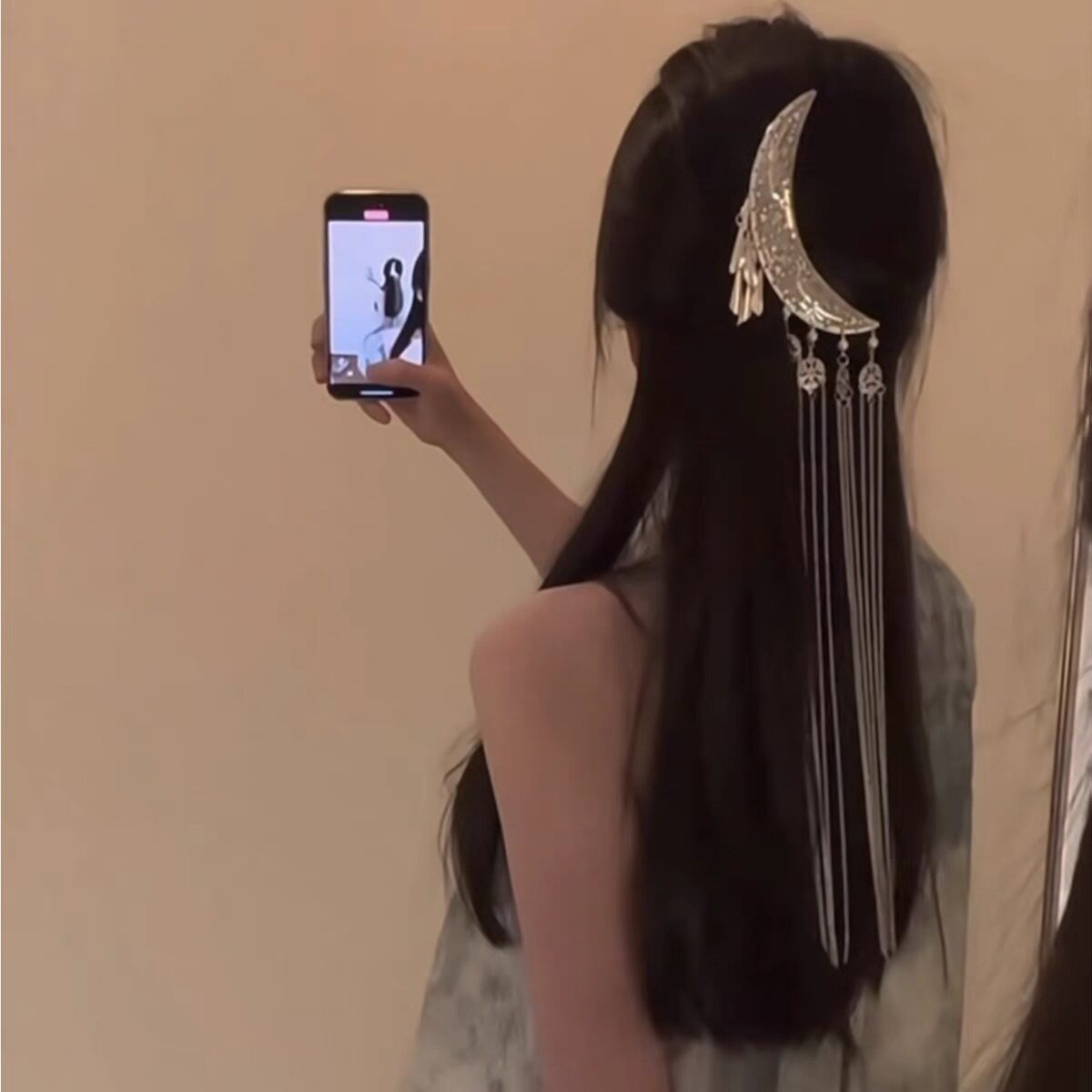 芭比爱璃中式超仙长款流苏发夹后脑勺鸭嘴夹发卡森系头饰女