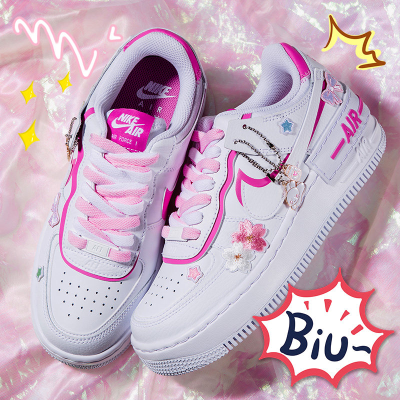 lancemaker适配空军马卡龙配色樱花粉白色拼接af1aj1shadow扁鞋带