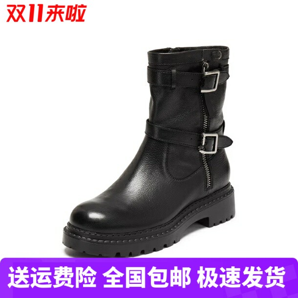 商场同款2025新款西伦敦复古工装靴机车靴时装靴女靴EIU02DZ5
