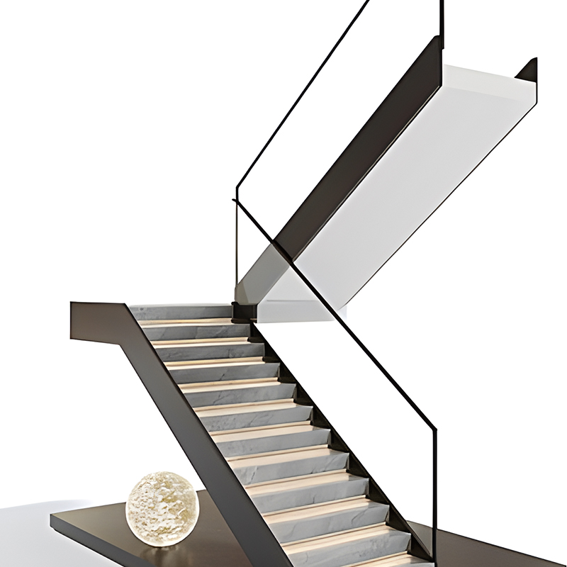 成都宜宾别墅跃层楼梯玻璃扶手石材栏杆楼梯定制楼梯扶手钢化玻璃