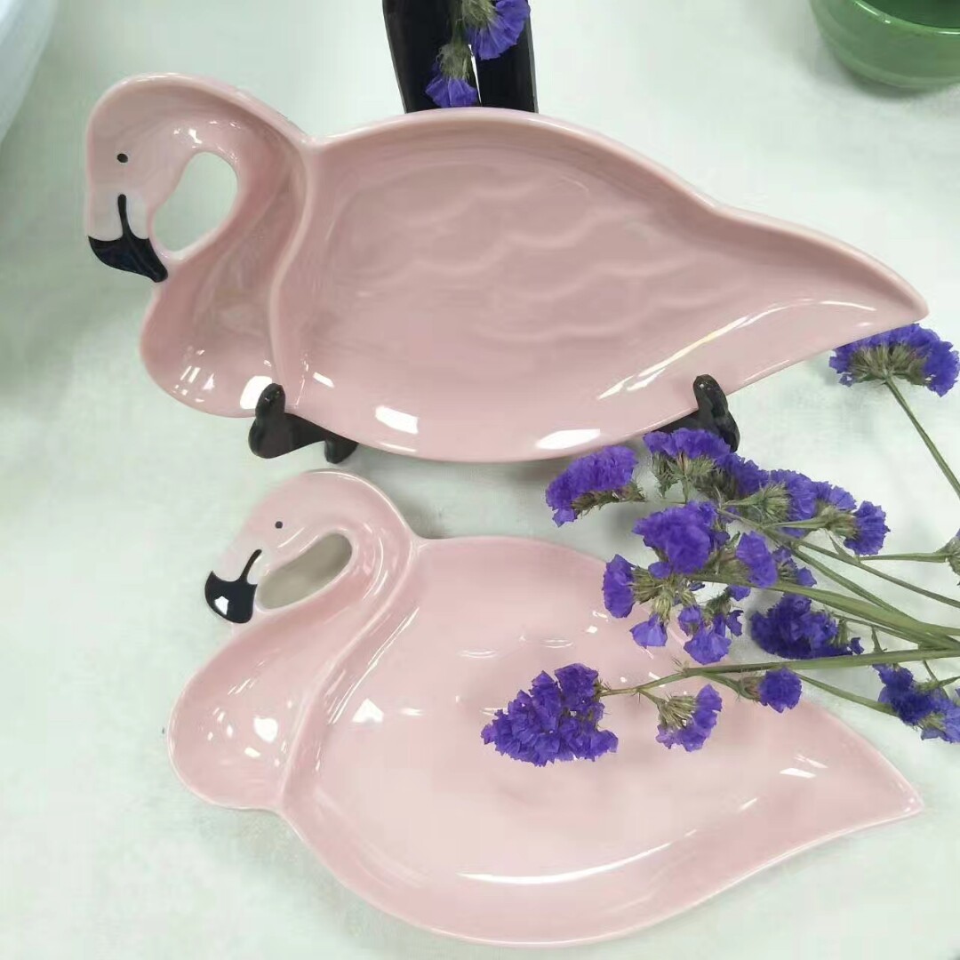 ins火烈鸟餐具异形盘不易碎