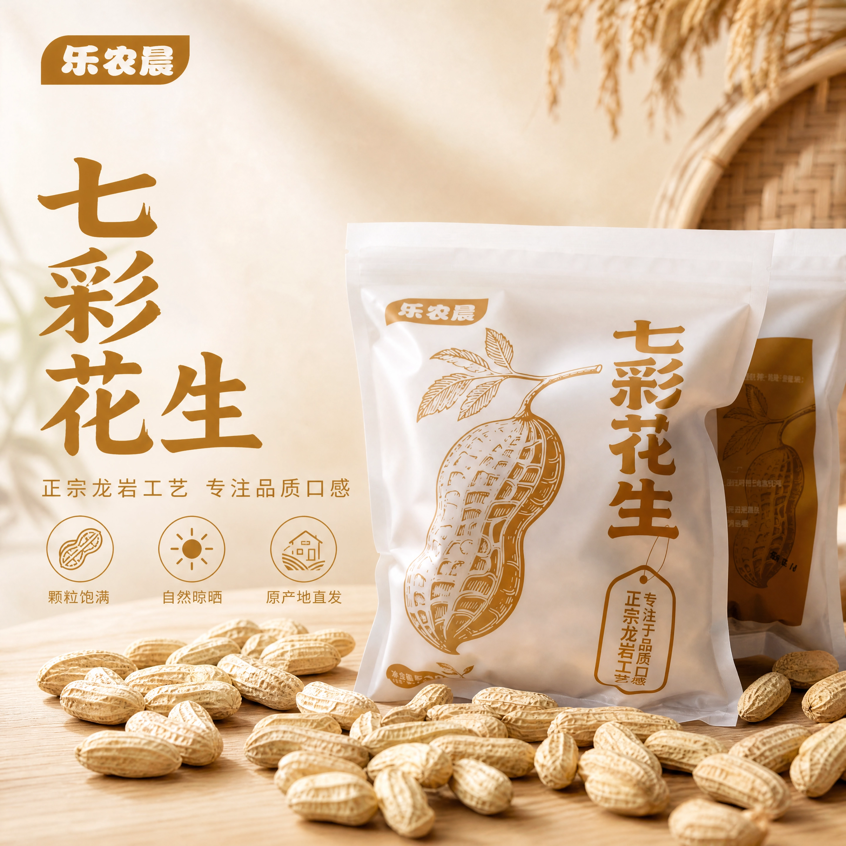 乐农晨咸干七彩花生500g龙岩特产