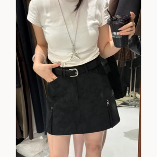 高腰显瘦百搭A字裙裤 设计感拉链口袋工装 新款 秋季 小个子 短裙女装