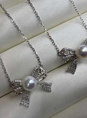 蝴蝶结珍珠项链S925女轻奢锁骨链2025新款爆款颈链