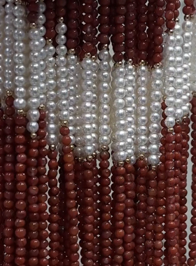 S925纯银3-4mm极光9珠小钢炮南红飘花手链女轻奢小众设计感