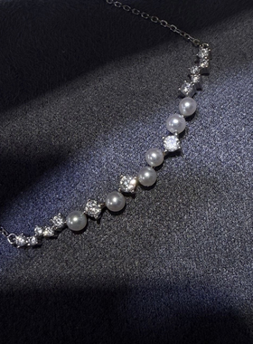 《人鱼泡沫》天然淡水珍珠项链 6珠微笑珍珠项链女简约锁骨链