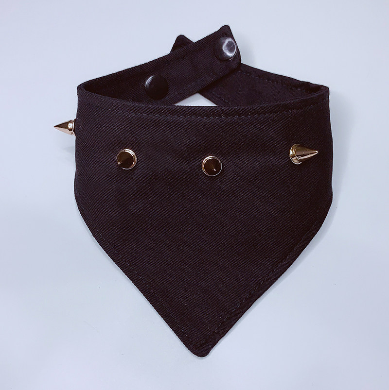 ins风嘻哈铆钉纯棉双层宠物口水巾小猫咪狗狗脖三角巾大型犬