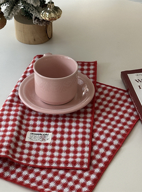 红色圣诞节日氛围格子提花双面餐巾布艺餐垫韩式ins风厨房餐布