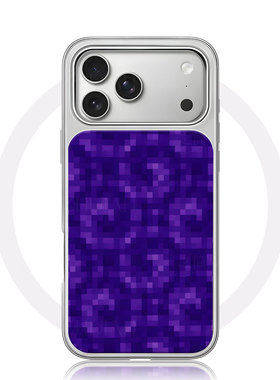 紫色像素方块大孔电镀黑框磨砂磁吸碳纤纹手机壳适用苹果iphone17promax华为全包按键12/13/14P70ULTRA